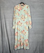 Baltic Born Dress Womens Extra Large Green Floral Maxi Feminine Romantic Peasant