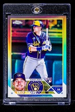 Brice Turang RARE CHROME REFRACTOR ROOKIE CARD Milwaukee Brewers RC. rookie card picture