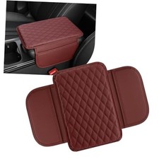 Car Center Console Cover, Soft Car Armrest Box Pad with 2 Storage Bags, red