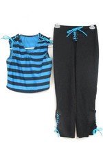 Curtain Call Costume Hip Hop Dance 2 Piece Set Sequin Teal Black Size AME