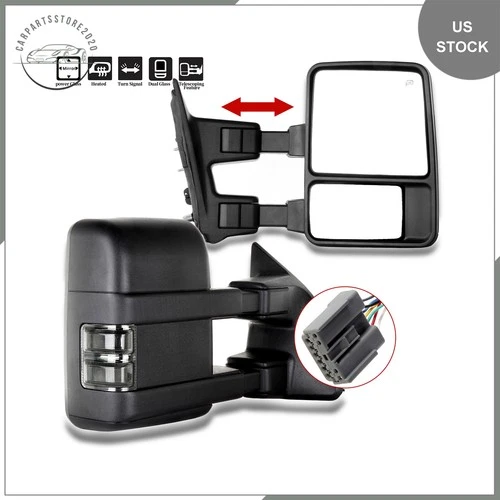Tow Mirrors For 03-07 F450 F550 F250 F350 Super Duty Pair Power Heated Signals