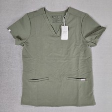 FIGS Scrub Top Womens Small Technical Collection Casma Three-Pocket Moss Green