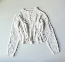 Quince Women’s Size M Cropped Cable Knit Pullover Sweater Organic Cotton