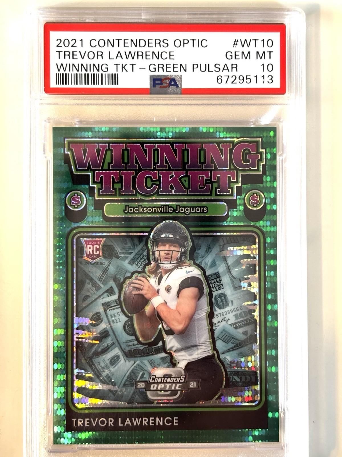 Trevor Lawrence Panini Contenders Optic Winning Tickets #WT10 Green Pulsar