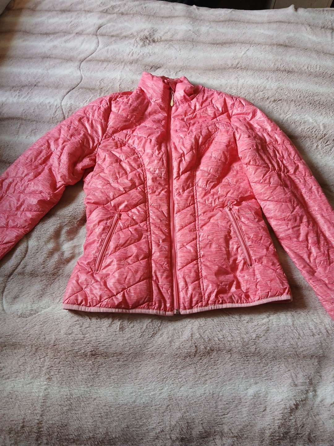 Womens Jacket, Size Med. Peach Colored Zip Up .