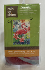 NEW - "WELCOME" FANCY FLAMINGO 12.5" X 18" GARDEN FLAG - FLIP IT RAIN or SHINE