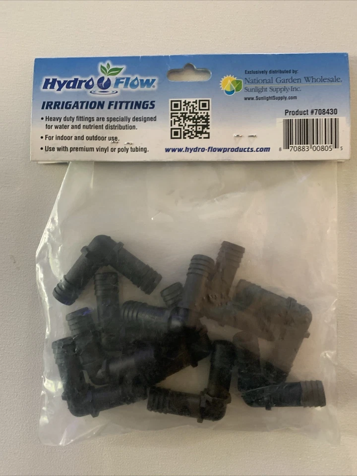 10 pc Hydro Flow 1/2” Barbed 90 Degree Elbow Connectors Irrigation Fittings NEW - Image 3 of 4