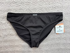 Shade  Shore Bikini Bottom Womens Medium 8/10 Black Ribbed Hipster