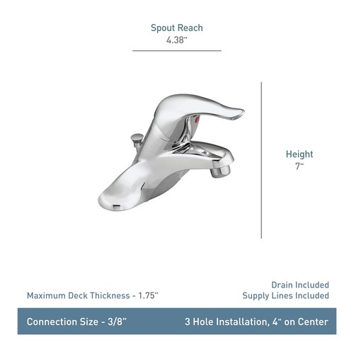 Moen L4625 Single Handle Centerset Bathroom Faucet - Chrome - Foto 2 di 2