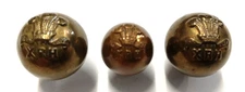 Three 10th Royal Hussars 18mm Ball Type Brass Uniform Buttons by Firmin London