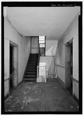 28. Second-floor passage, center block, looking north. - Lazaretto Quarantine