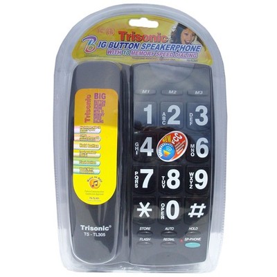 Large Number Phone with Speaker Big Button Black