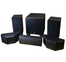 5-Piece Klipsch Home Theater Speaker Set W/ Subwoofer tested working great