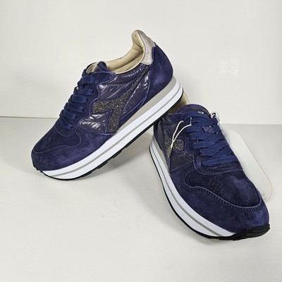 Diadora Heritage Camaro Swarovski Crystals Women's Size 6 Blue Sneakers