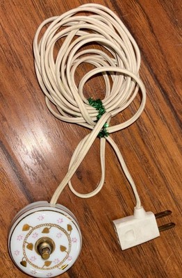 Vintage Lazy Bones porcelain Remote Control Switch Gold Leaves Pink Flowers P4