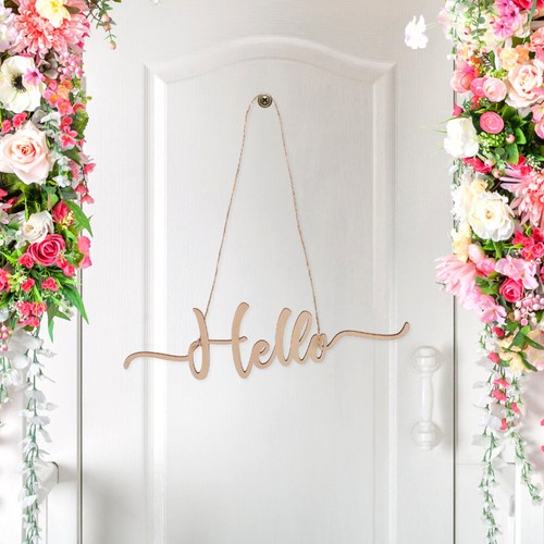 Hello Sign Welcome Sign Wooden Hanging Plaque Decoration Wedding Welcome Sign - Picture 11 of 12