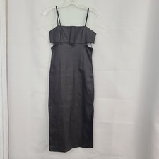 Urban Outfitters 4SI3NNA Sz S Black Vegan Leather Side Cut Out Fatima Dress