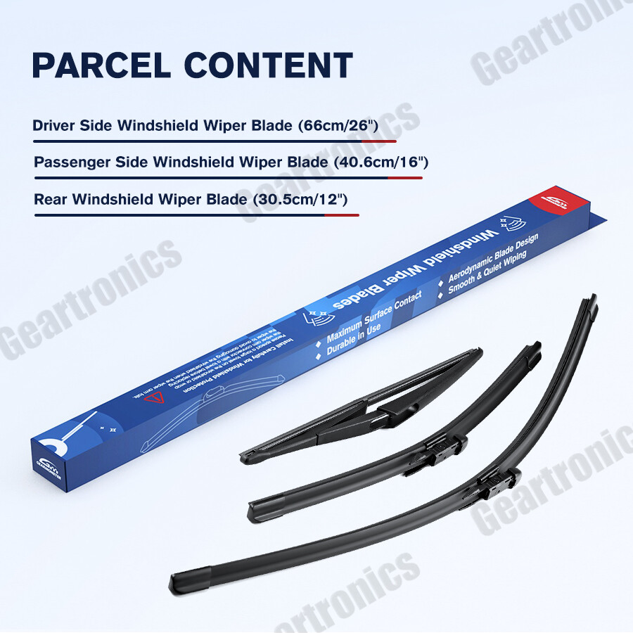 WINDSCREEN WIPER FRONT + REAR Blades Kit for Vauxhall Opel Corsa D E