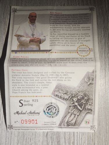 Collana con ciondolo croce Papa Francesco sterling .925 con certificato - Foto 4 di 4