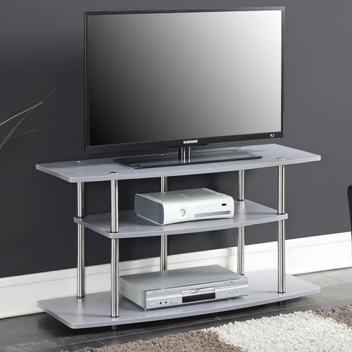 Designs2Go 3-Tier Gray TV Stand for TVs up to 43 Inches - Easy Assembly - Picture 7 of 8