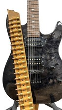 Brown Leather  Bullet Guitar Strap Brass Shell Tips  Heavy Metal Punk Leather
