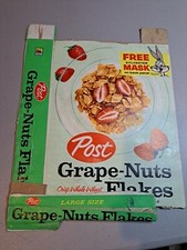Vintage Post Grape nut Flakes Full Size 1lbs cereal box - w/ Sylvester promo