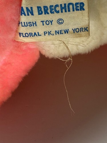 Vintage Dan Brechner Plush Toy 10” Pink Elephant w/ Blue Hair Heart Trunk Goofy - Picture 14 of 15