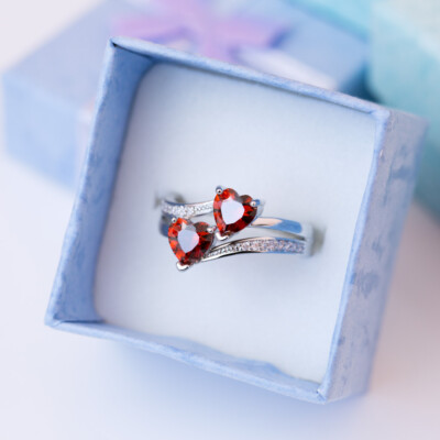 Heart Romantic 6 Colors Zircon Women 925 Silver Filled Wedding Ring Sz 6-10