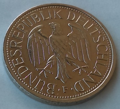 1 Mark 1989. F, Germany coin, 1 DEM, Copper-nickel, BUNDESREPUBLIK