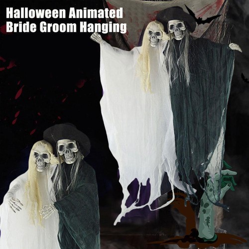 Halloween Couple Hanging Ghost Pendant Electric Ghost Couple Glowing Figurine P5 - Picture 11 of 13