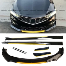 For Acura Front Bumper Lip Side Skirt Rear Bumper Lip Strut Rods Black Yellow