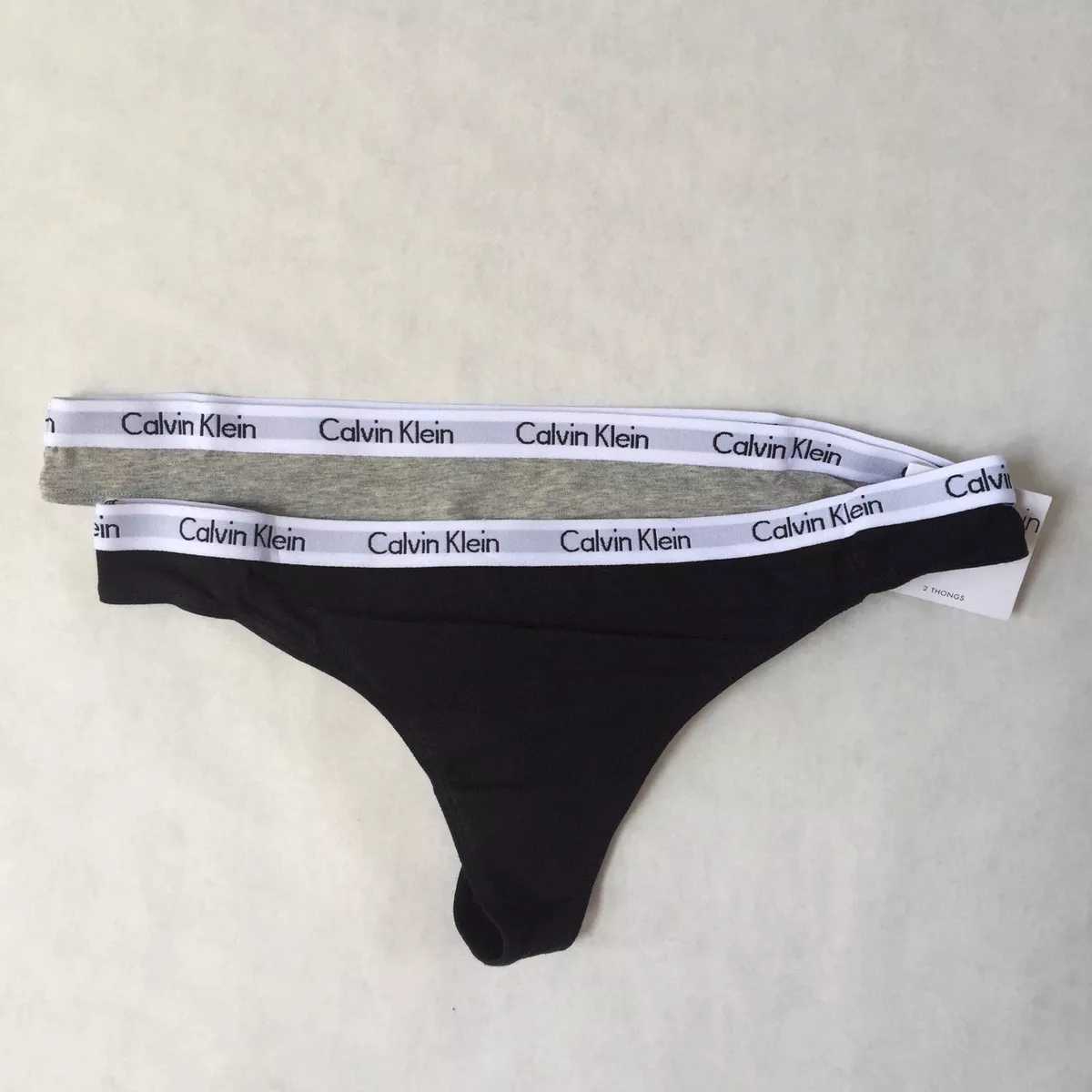 NWT Calvin Klein Grey & Black Thong Set 2 pc