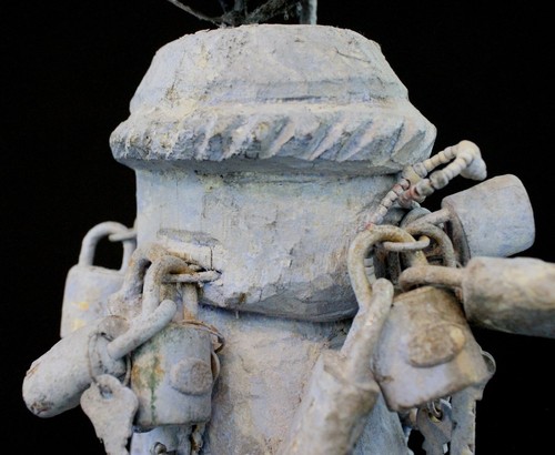 Art Africain - Superbe Fétiche de Protection Fon à Cadenas sur Socle - 43 Cms - Picture 17 of 17