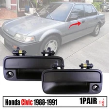 Front Pair LR Exterior Door Exterior Handle Black For Honda Civic Sedan 1988-1991