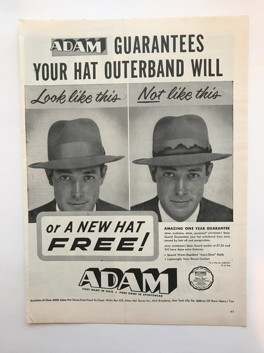 1953 Adam Hats First Name In Hats, Emerson TV Television Vintage