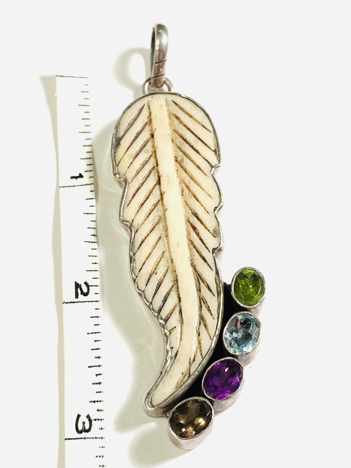 925 Sterling Silver Multigem Amethyst Peridot Fea… - image 2
