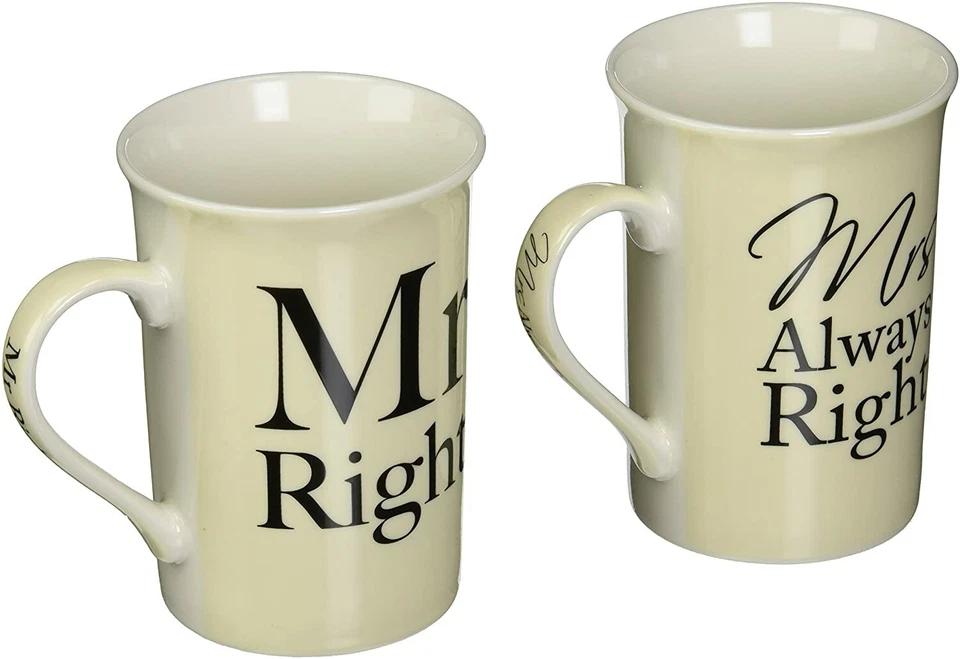 Tazas chinas finas crema señor y señora conjunto correcto de 2 tazas regalo boda regalo porcelana Foto 2 de 2