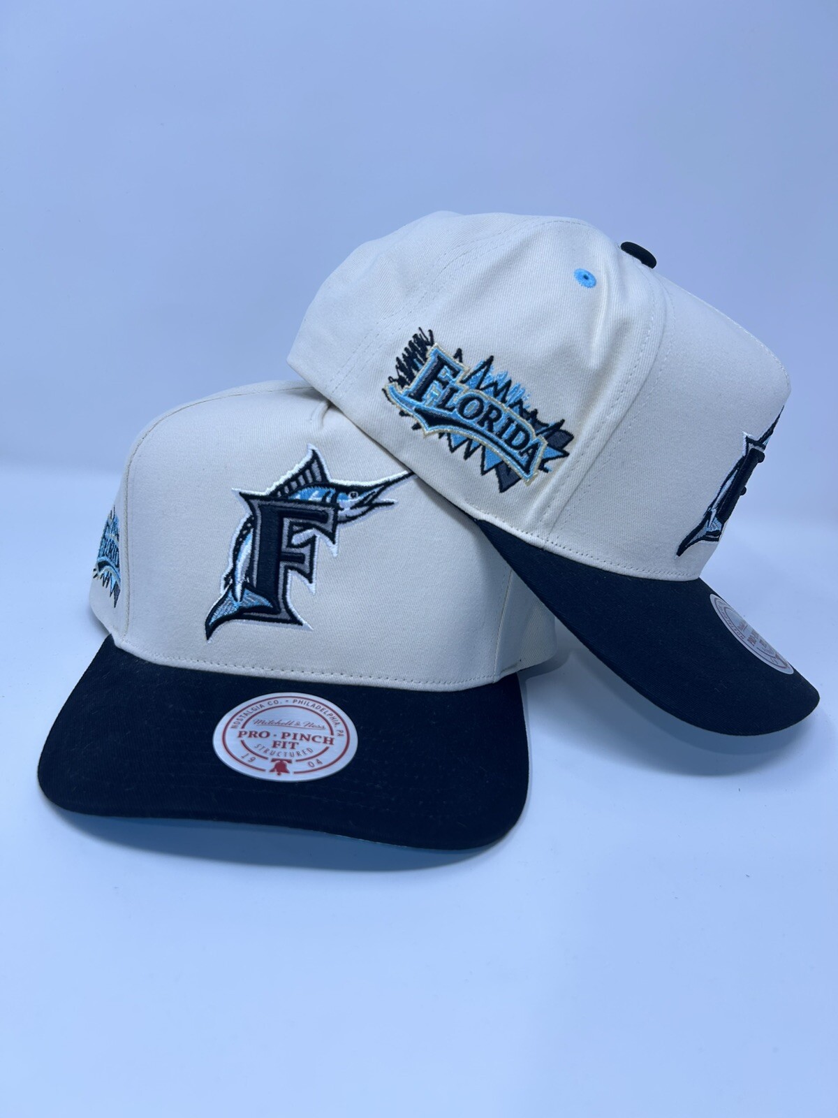 MLB Mitchell & Ness Overspray Pro SnapBack Coop Florida Marlins Cap