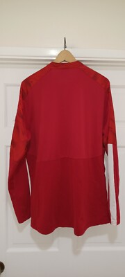 United FC Man Puma Soccer Jersey long sleeve Red Zip Shirt Sz XXL