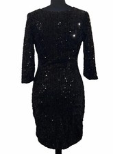AD LIB Black Fully Sequinned Bodycon Stretchy Mini Dress Size 8UK/S