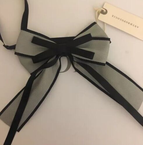 Anthropologie Black Ribbon Bow Neck Tie