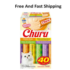 Inaba Churu Creamy, Lickable Wet Cat Treats, 0.5 oz, 40 Tubes, Chicken Variety