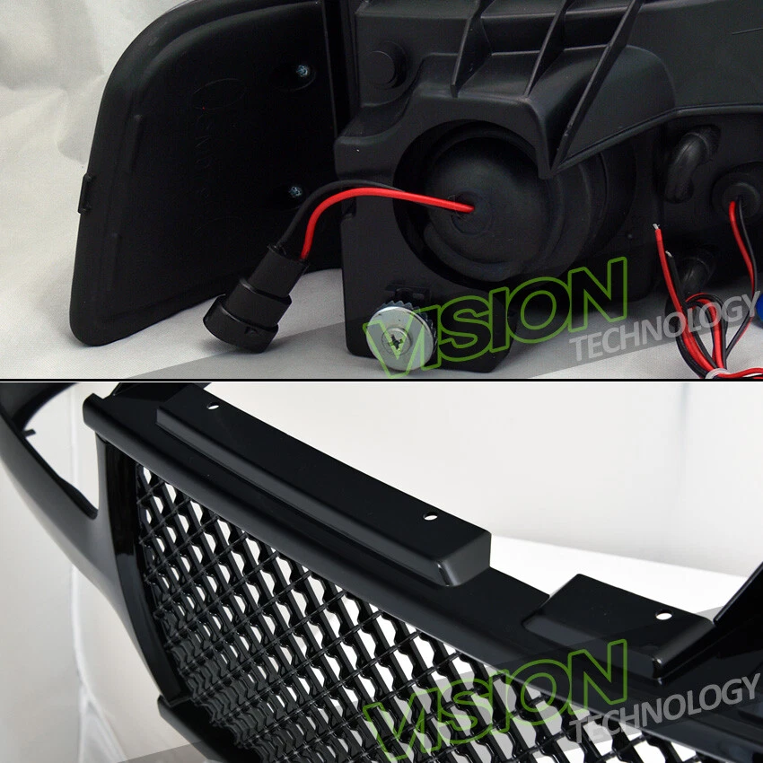 Farol projetor LED halo preto K2 + para-choque YD + grade de malha para 99-02 Silverado - Imagem 3 de 4