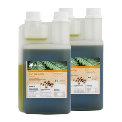 alanui BIO Hanföl für Hunde, nativ kaltgepresst, 2 x 500 ml Dosierflasche