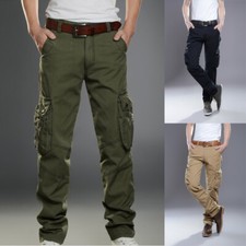 Hommes Coton Cargo Pantalon Travail Extérieur SPORTS Multi Poches Décontracté