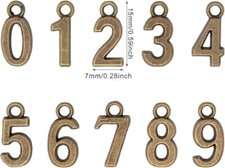 100 Number Charms Antiqued Bronze Tone Assorted Pendants Jewelry Supplies 25mm