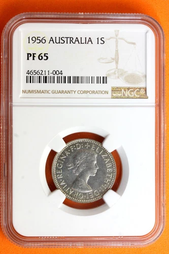 1956 NGC PF65 Australia 1 Shilling Silver Coin #B39228