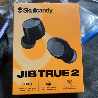 Black Skullcandy Jib True 2 True Wireless Premium Audio ORANGE BOX Earbuds