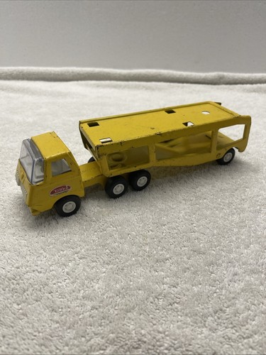 Vintage Car Hauler Tractor Trailer Yellow Auto Transport Semi no Car Tonka Truck - Picture 3 of 6