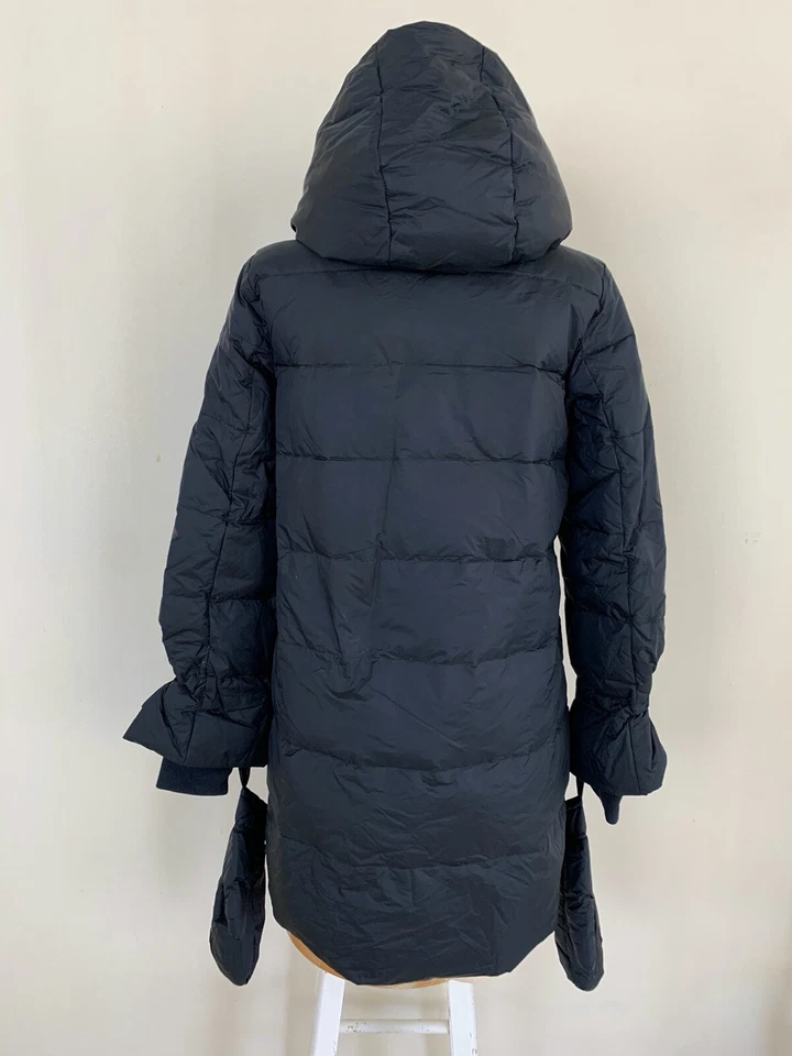 NEW ZARA DAWN PUFFER COAT WITH WRAPAROUND COLLAR BLACK NAVY SIZE XS P65 - Imagem 3 de 4